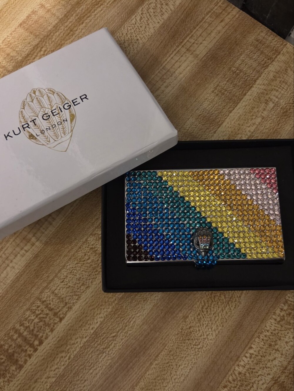 Kurt Geiger NWT SUPER RARE Rhinsetone Metal Card Holder W/Box
